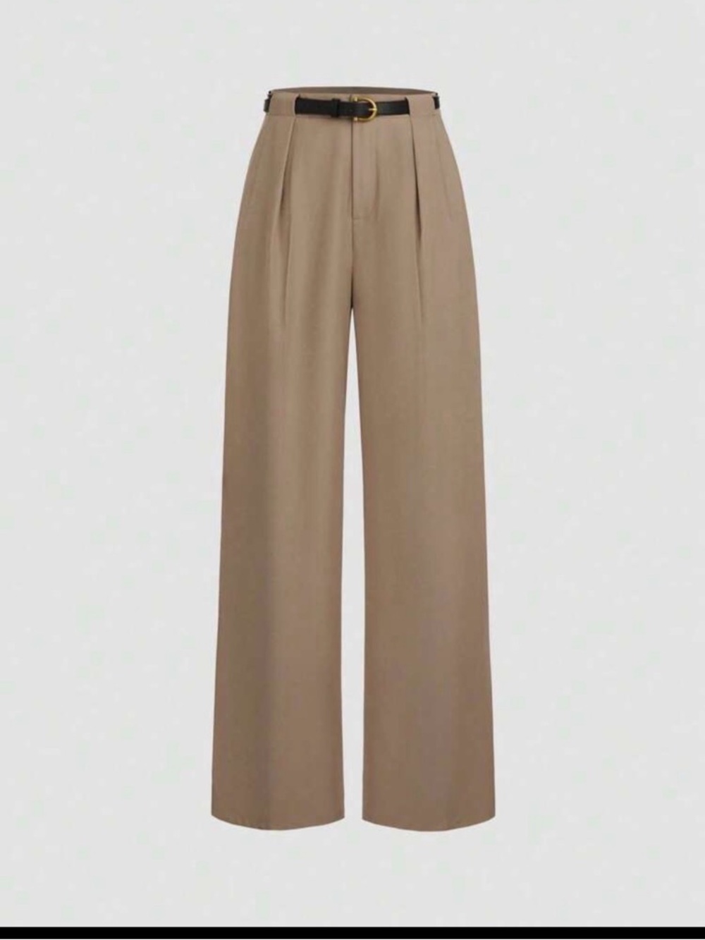 SHEIN Women’s Wide-Leg Khaki Pants with Black Belt